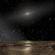 Ilustración de Plutón y el Sol vistos desde la superficie de uno de los planetas enanos del Cinturón de Kuiper.